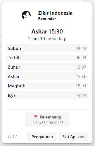 Zikir Indonesia Desktop App Screenshot