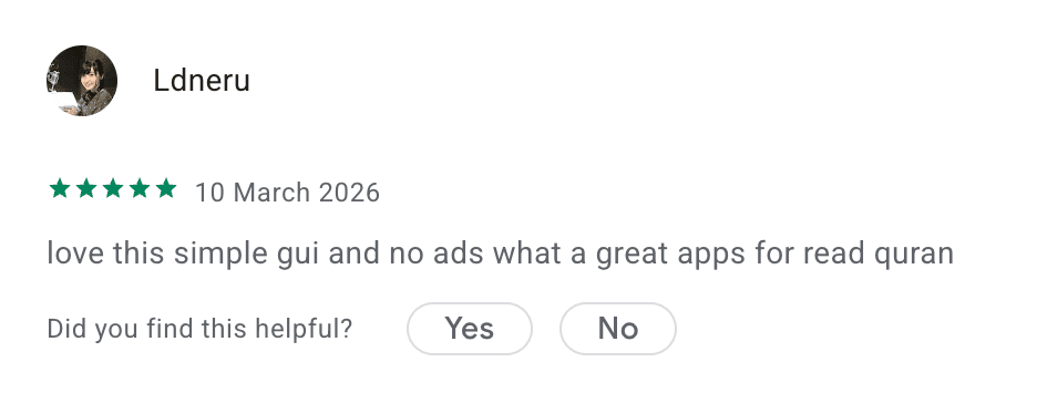 Cuplikan ulasan pengguna Google Play nomor 1 untuk Zikir Indonesia