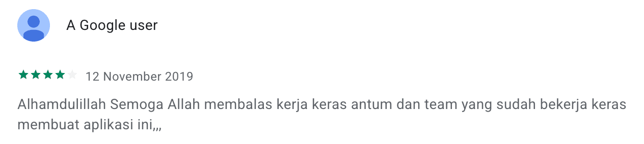 Cuplikan ulasan pengguna Google Play nomor 13 untuk Zikir Indonesia