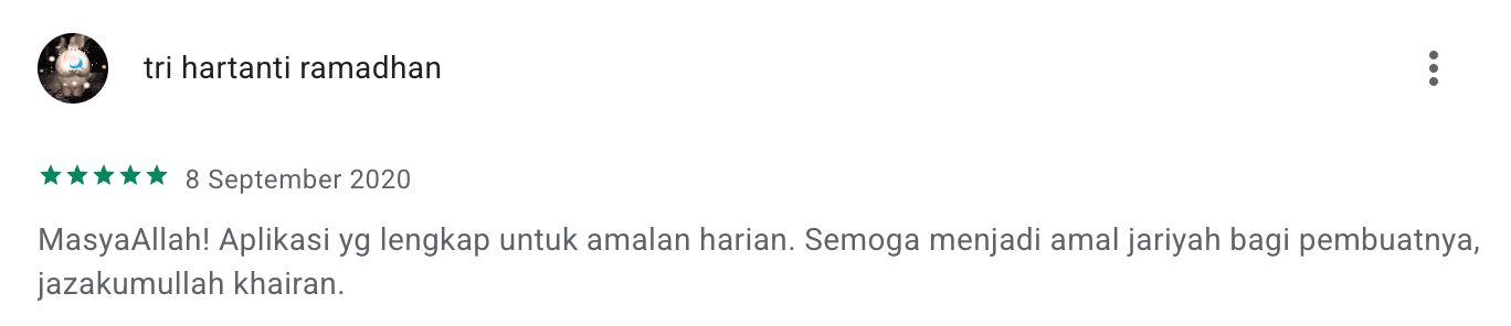 Cuplikan ulasan pengguna Google Play nomor 14 untuk Zikir Indonesia