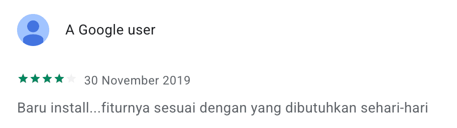 Cuplikan ulasan pengguna Google Play nomor 15 untuk Zikir Indonesia