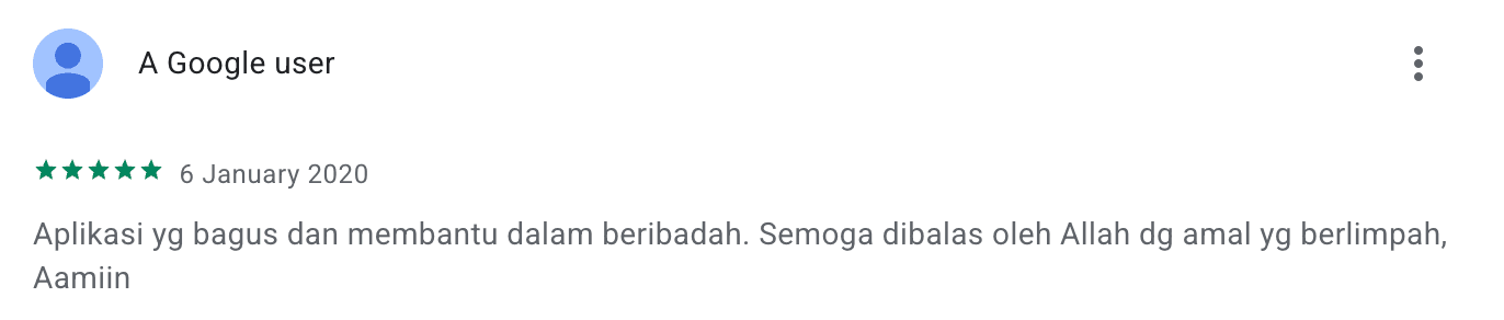 Cuplikan ulasan pengguna Google Play nomor 16 untuk Zikir Indonesia