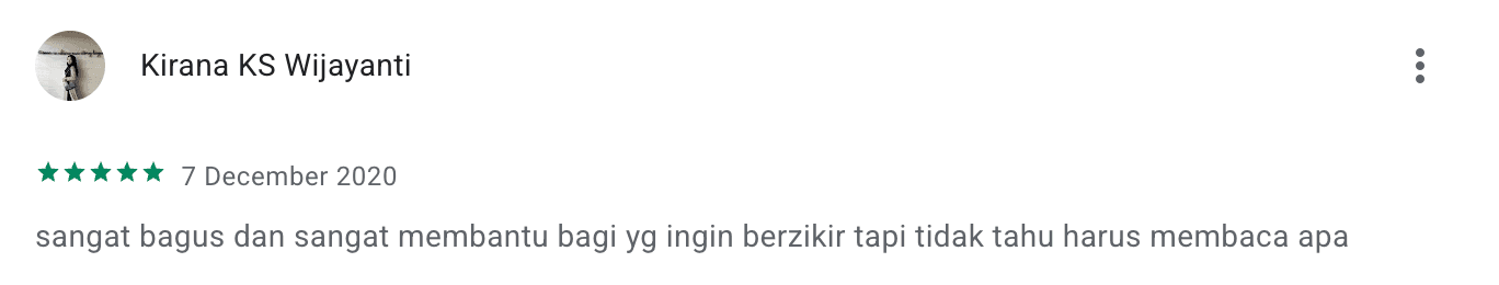 Cuplikan ulasan pengguna Google Play nomor 17 untuk Zikir Indonesia