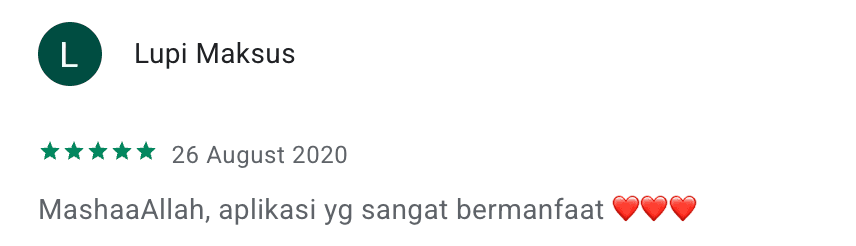 Cuplikan ulasan pengguna Google Play nomor 20 untuk Zikir Indonesia