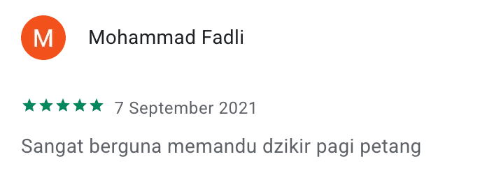 Cuplikan ulasan pengguna Google Play nomor 9 untuk Zikir Indonesia